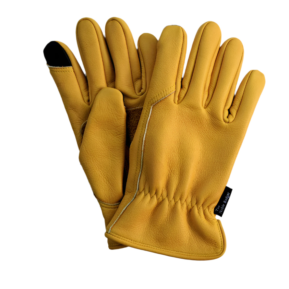 winter touch gardening gloves The Highcliffe Touch Fleece Lined Premium Leather Gardening Glove