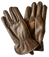 Brown Leather Fleece Lined Gloves Left on Rght